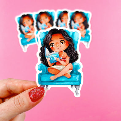 Bookworm Moana Easy Peel Premium Vinyl Die Cut Sticker