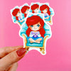 Bookworm Ariel Easy Peel Premium Vinyl Die Cut Sticker