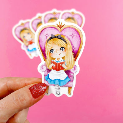 Bookworm Alice Easy Peel Premium Vinyl Die Cut Sticker