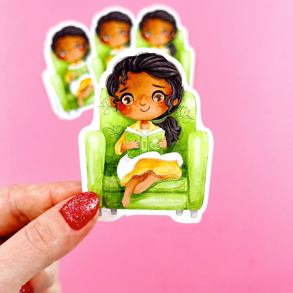 Bookworm Tiana Easy Peel Premium Vinyl Die Cut Sticker