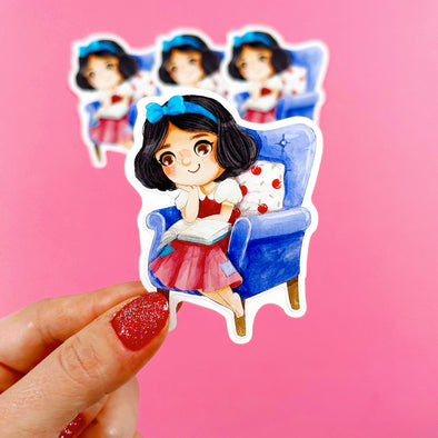 Bookworm Snow White Easy Peel Premium Vinyl Die Cut Sticker