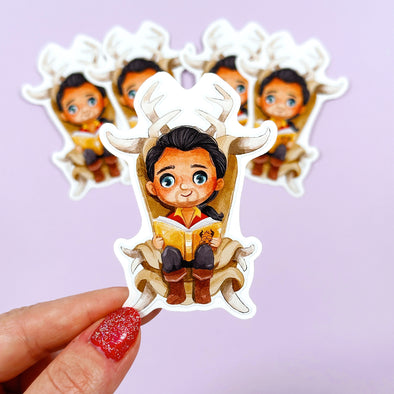 Bookworm Gaston Easy Peel Premium Vinyl Die Cut Sticker