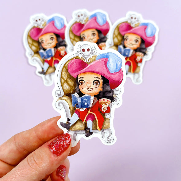 Bookworm Captain Hook Easy Peel Premium Vinyl Die Cut Sticker