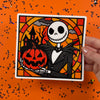 Nightmare Stained Glass Halloween Static Window Cling 1
