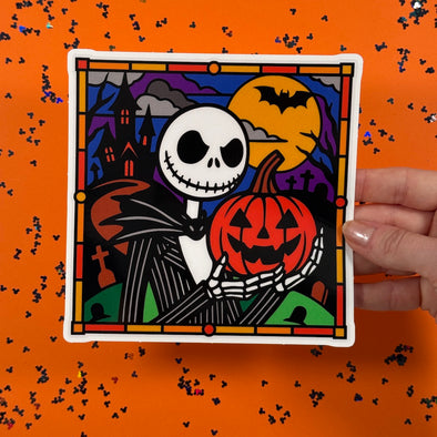Nightmare Stained Glass Halloween Static Window Cling 2