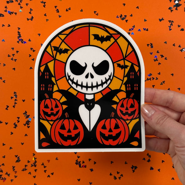 Nightmare Stained Glass Halloween Static Window Cling 3