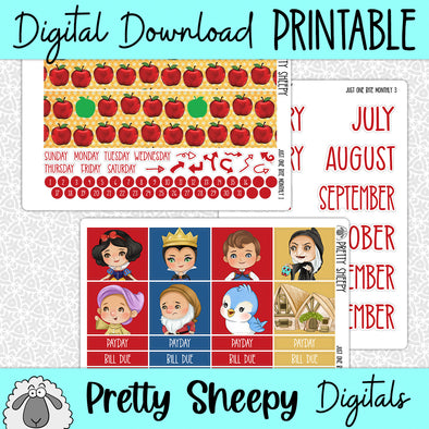 Just One Bite Printable Planner Stickers PNG Digital Download Monthly Kit