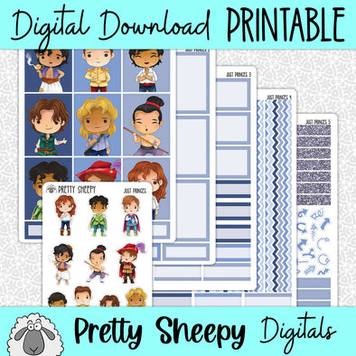 Just Princes Printable Planner Stickers PNG Digital Download Weekly Vertical Kit