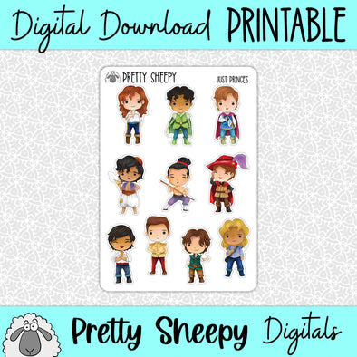 Just Princes Printable Stickers PNG Digital Download