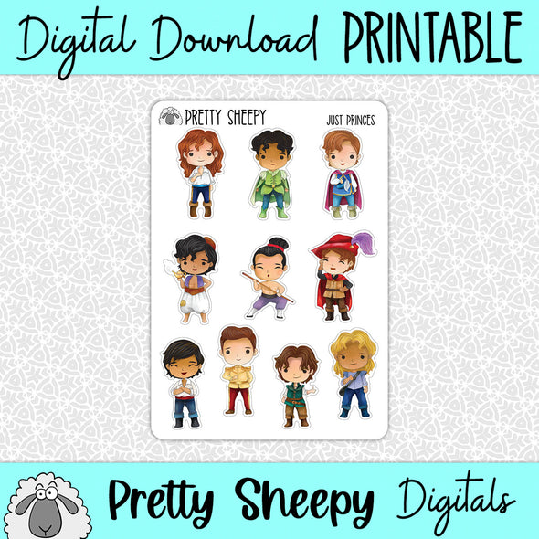 Just Princes Printable Stickers PNG Digital Download
