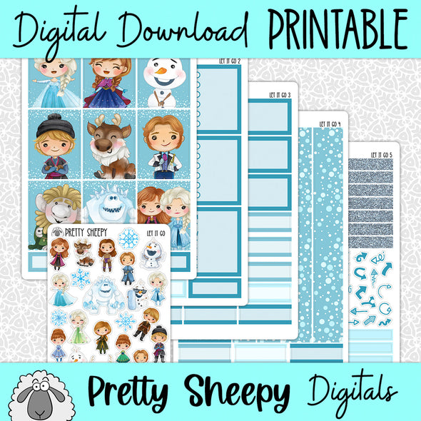 Let it Go Printable Planner Stickers PNG Digital Download Weekly Vertical Kit