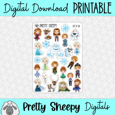 Let it Go Printable Stickers PNG Digital Download