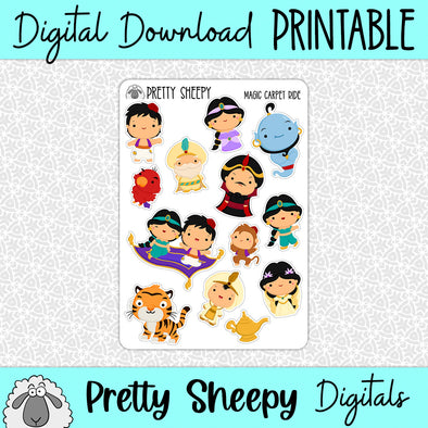 Magical Carpet Ride Printable Stickers PNG Digital Download