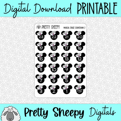 Magical Cruise Countdown 2 Printable Stickers PNG Digital Download