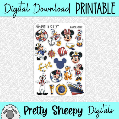 Magical Cruise Printable Stickers PNG Digital Download