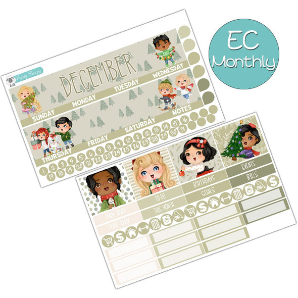 Fairytale Friends Christmas December Monthly Kit for the EC Planner | Monthly Planner Stickers