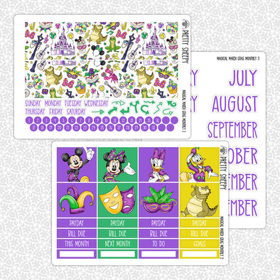 Magical Mardi Gras Monthly Kit for EC Planner | Monthly Planner Stickers