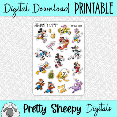 Magical Miles Printable Stickers PNG Digital Download