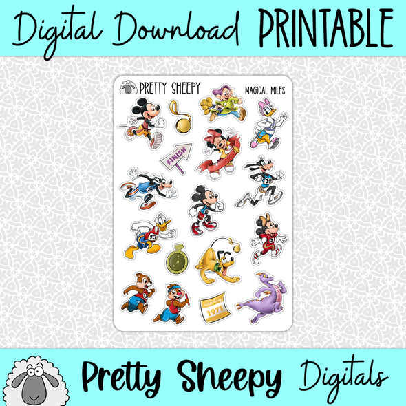 Magical Miles Printable Stickers PNG Digital Download