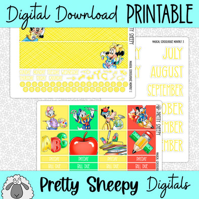 Magical Schoolhouse Printable Planner Stickers PNG Digital Download Monthly Kit