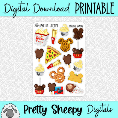 Magical Snacks Printable Stickers PNG Digital Download