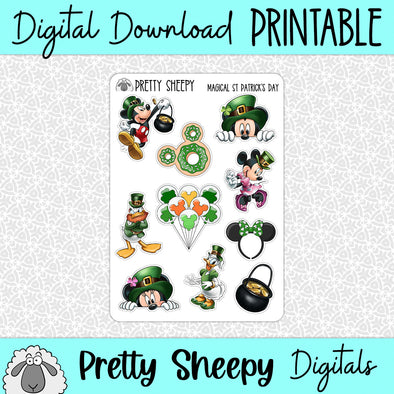 Magical St. Patrick's Day Printable Stickers PNG Digital Download