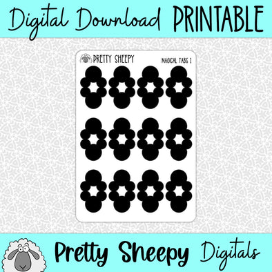 Magical Mouse Tabs Printable Stickers PNG Digital Download