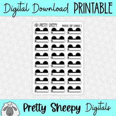 Magical Trip Savings Printable Stickers PNG Digital Download