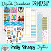 Main Street USA Printable Planner Stickers PNG Digital Download Weekly Vertical Kit
