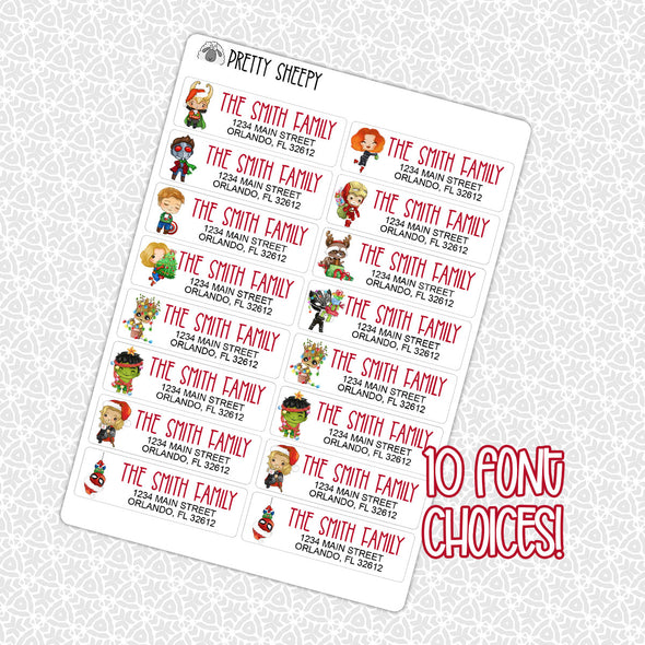 CUSTOM Christmas Address Labels | Superheroes