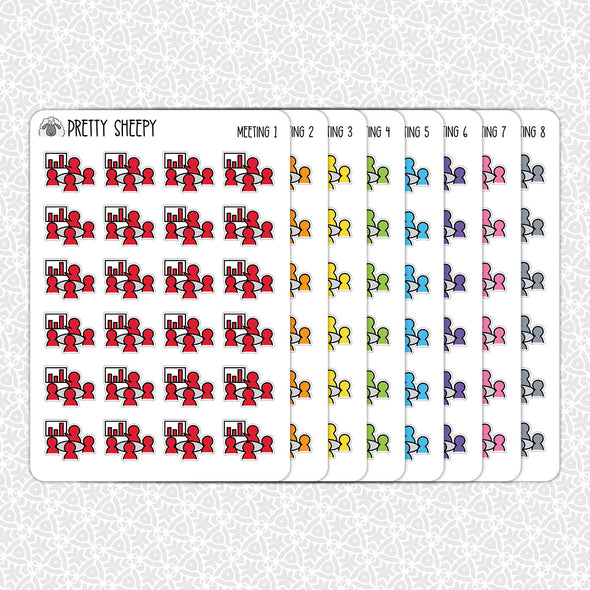 Meetings Rainbow Doodles Planner Stickers