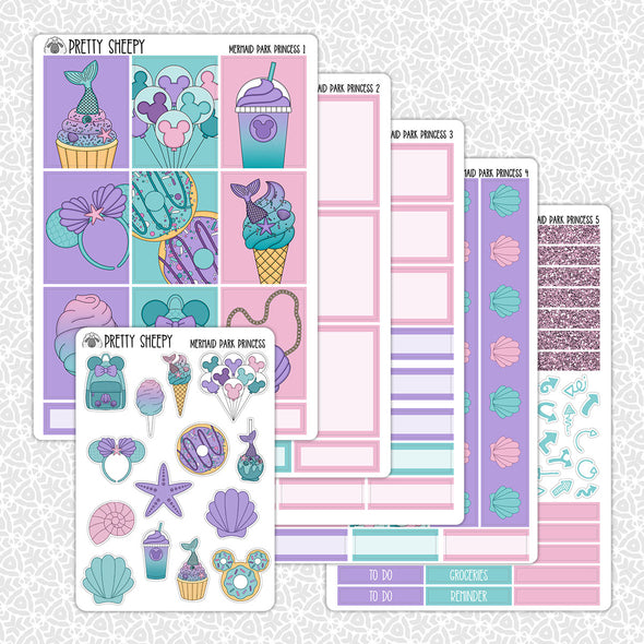Mermaid Park Princess Weekly Planner Stickers Collection