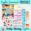 Mermazing Princesses Printable Planner Stickers PNG Digital Download Weekly Vertical Kit