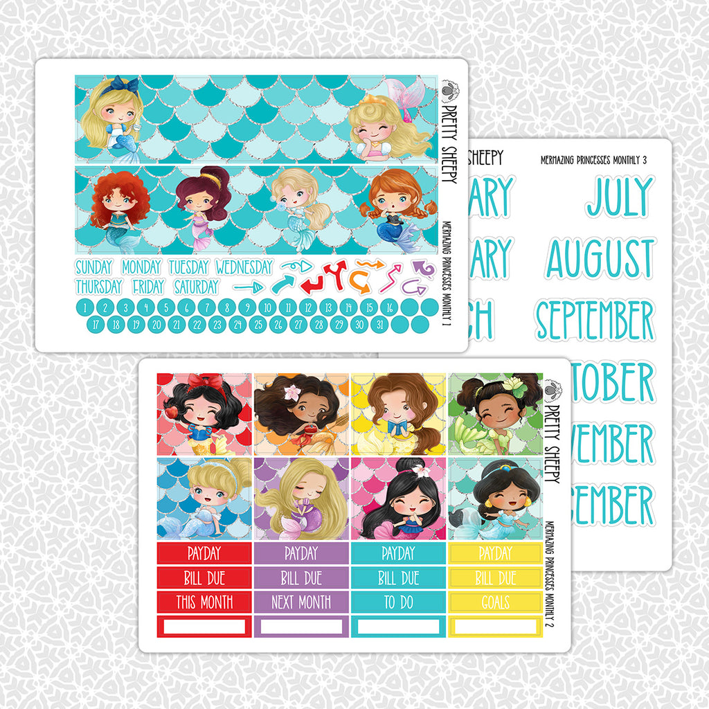 Mermazing Sticker Mermazing Princesses Printable Planner Stickers PNG Digital Download M ...