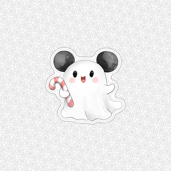 Merry Ghost Mouse Christmas Easy Peel Premium Vinyl Die Cut Sticker