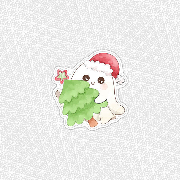 Merry Ghost Christmas Easy Peel Premium Vinyl Die Cut Sticker