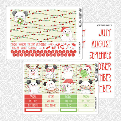 Merry Ghosts Christmas Monthly Kit for EC Planner | Monthly Planner Stickers