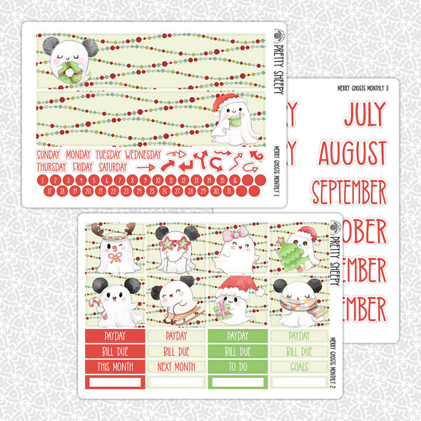 Merry Ghosts Christmas Monthly Kit for EC Planner | Monthly Planner Stickers