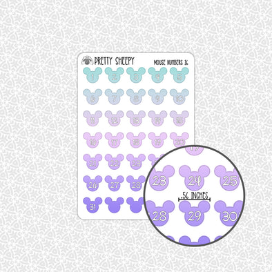 Mouse Numbers Stickers 16