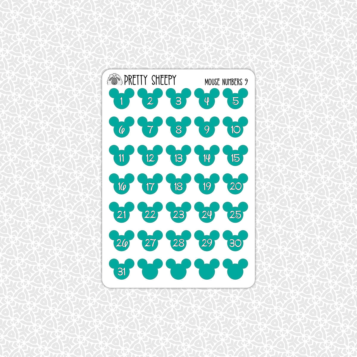 Mouse Numbers Stickers 9 โ Pretty Sheepy