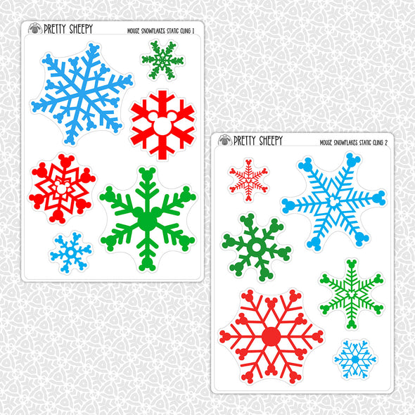 Mouse Snowflakes Winter Static Cling Set