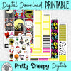 Neon Nightmare Printable Planner Stickers PNG Digital Download Weekly Vertical Kit