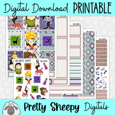 New Groove Printable Planner Stickers PNG Digital Download Weekly Vertical Kit