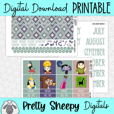 New Groove Printable Planner Stickers PNG Digital Download Monthly Kit