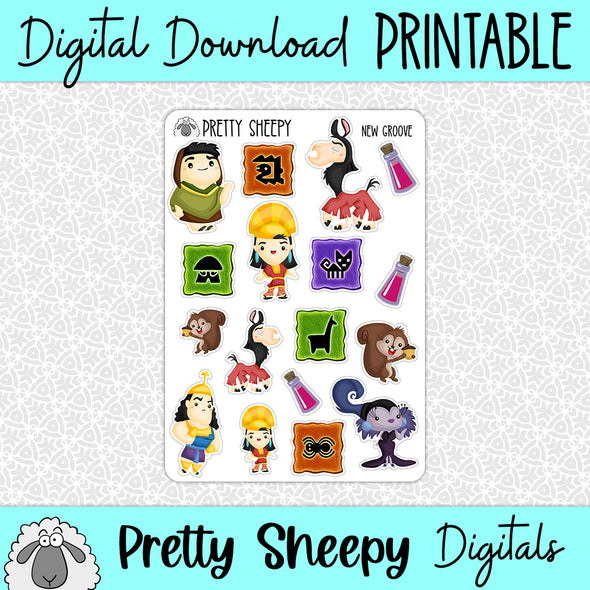 New Groove Printable Stickers PNG Digital Download