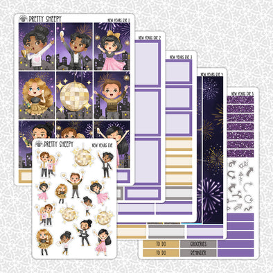 New Years Eve Weekly Planner Stickers Collection