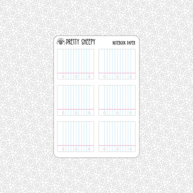 Notebook Paper Stickers