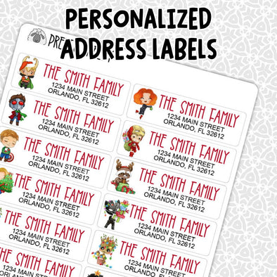 CUSTOM Christmas Address Labels | Superheroes