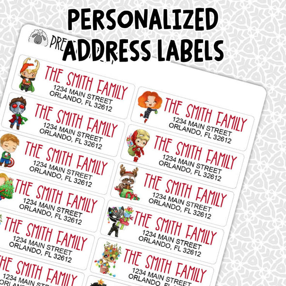 CUSTOM Christmas Address Labels | Superheroes