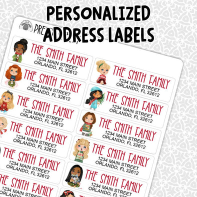 CUSTOM Christmas Address Labels | Princessses